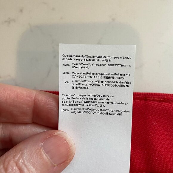 Hugo Boss Tunnai Wool Poly Relaxed Fit Cargo Pants Button Cuff Red Sz 8 NWOT - Picture 13 of 16